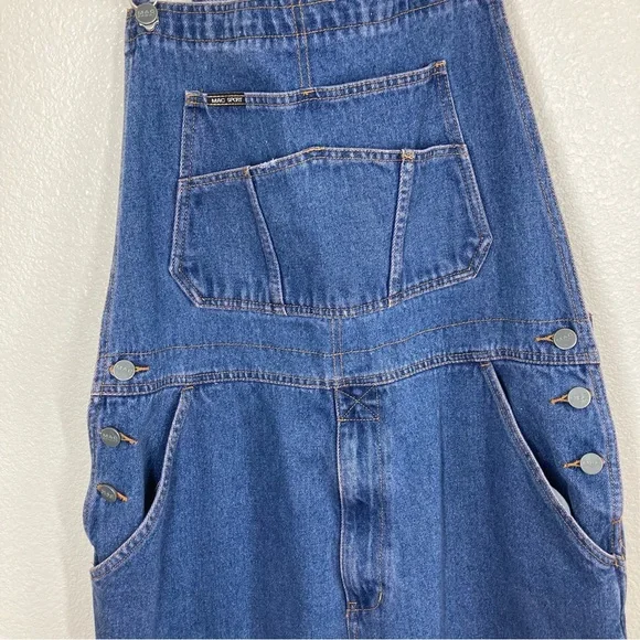 Mac Sport Overall Bib Carpenter Jeans Mens XL Denim Made in Hong Kong